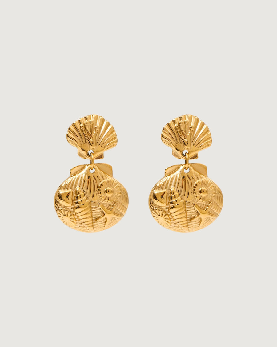 SHELL STARFISH DROP EARRINGS 18K GOLD - STUDIO JO STORE  