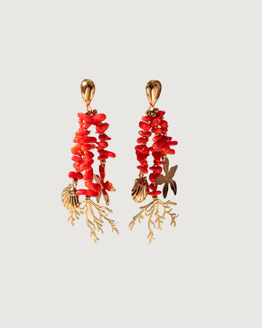 Coral Earrings Red Gold - STUDIO JO STORE  