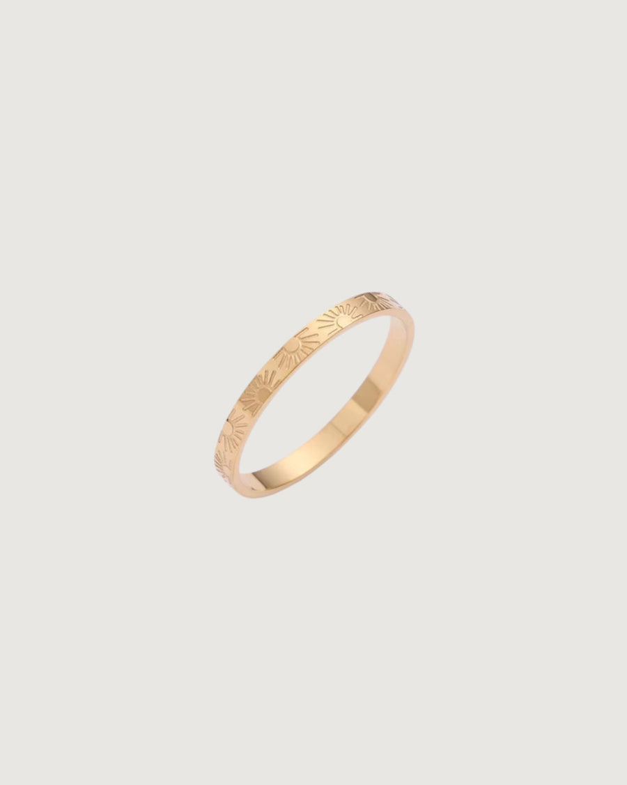 Aura Sun Engraved Stacking Ring – 18K Gold PVD - STUDIO JO STORE  