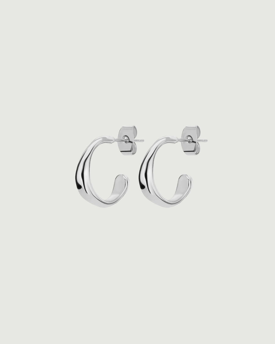 Organic Lunar Wave Half Hoop Earring Platinum Silver - STUDIO JO STORE  