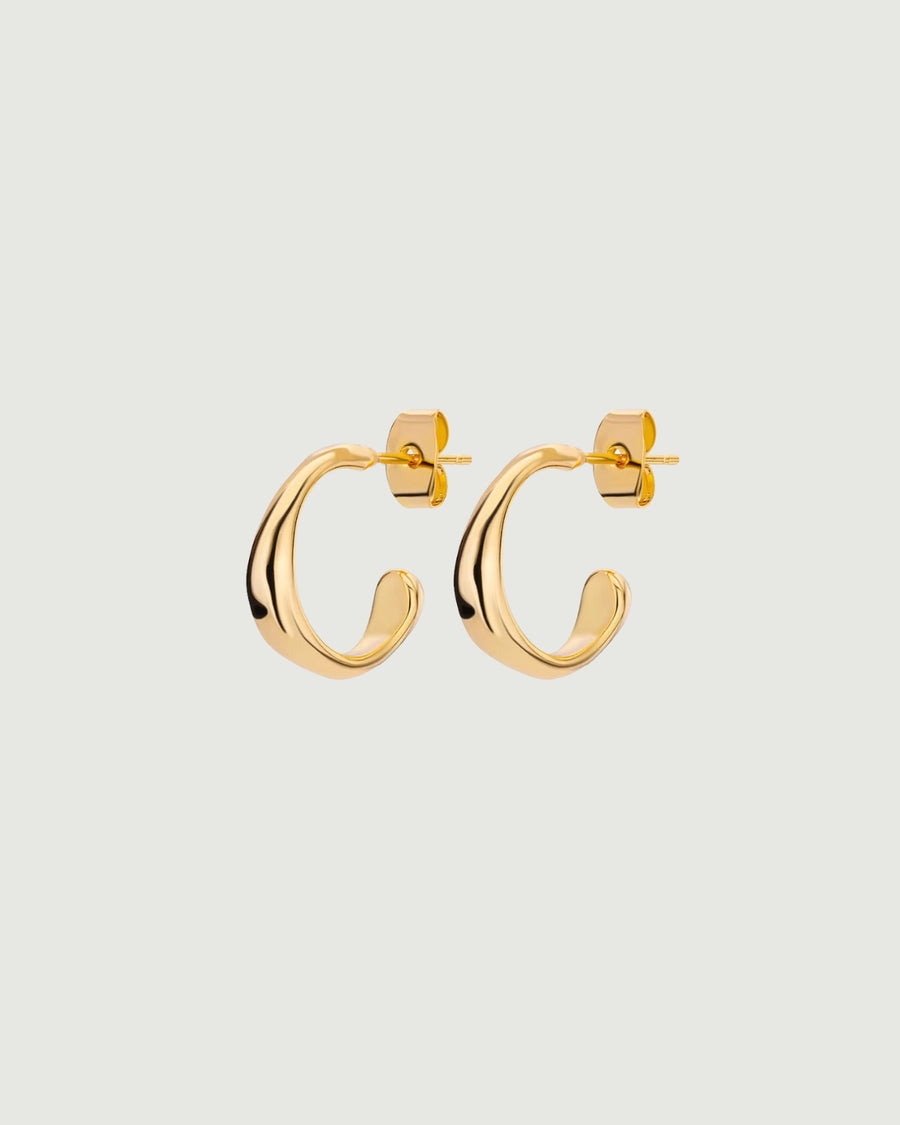 Organic Lunar Wave Half Hoop Earrings 18k Gold - STUDIO JO STORE  