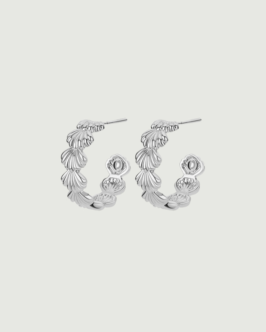 Solmare Shell Half Hoop Earrings Platinum Silver - STUDIO JO STORE  