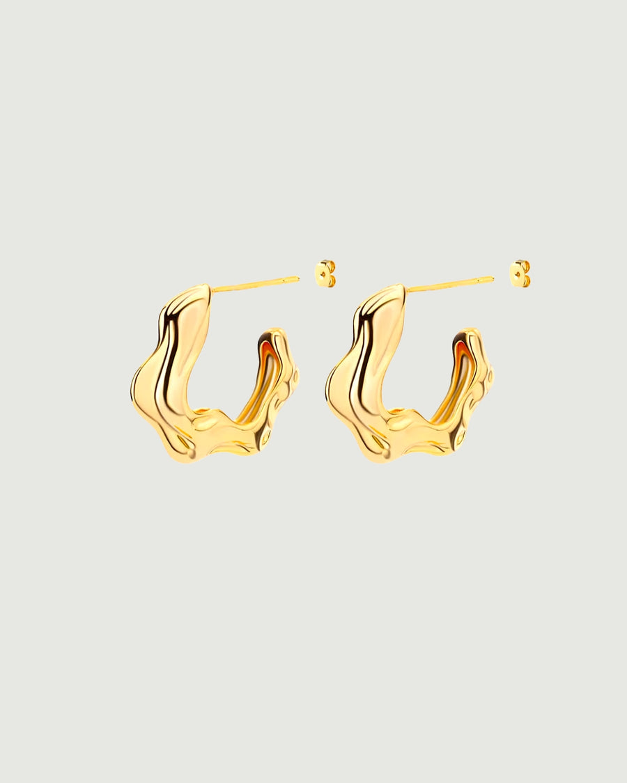 Lumina Organic Melt Half Hoop Gold Earrings 18k Gold - STUDIO JO STORE  