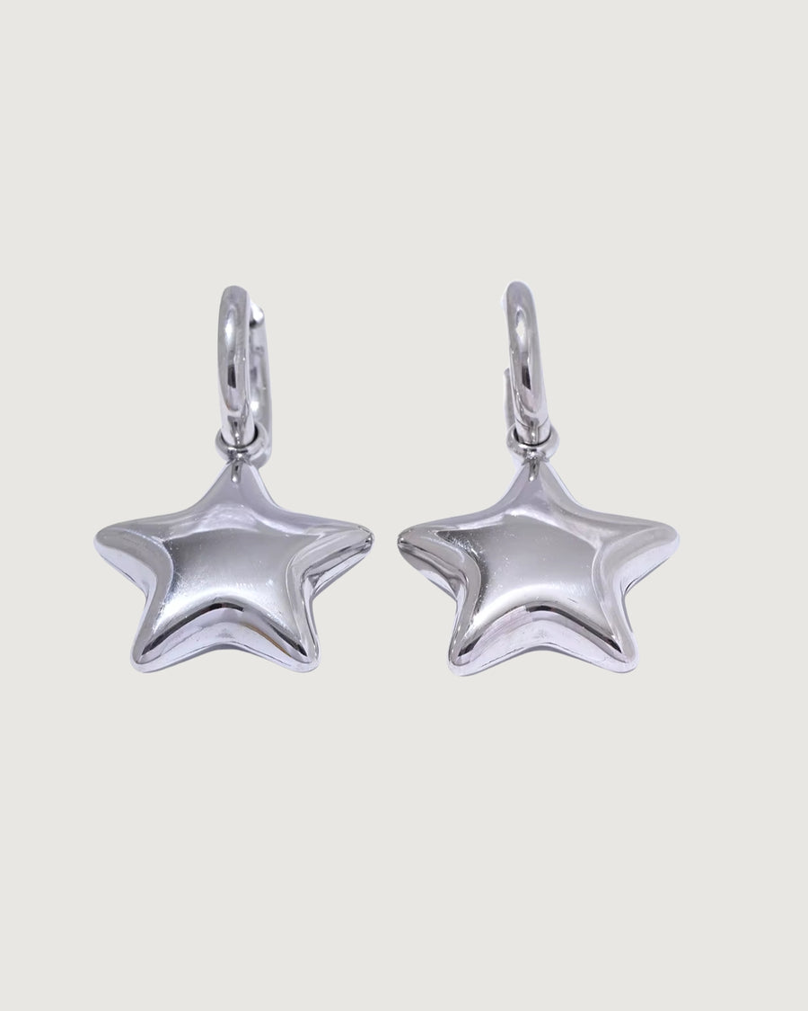 CHUNKY STAR STATEMENT HOOP EARRINGS SILVER - STUDIO JO STORE  
