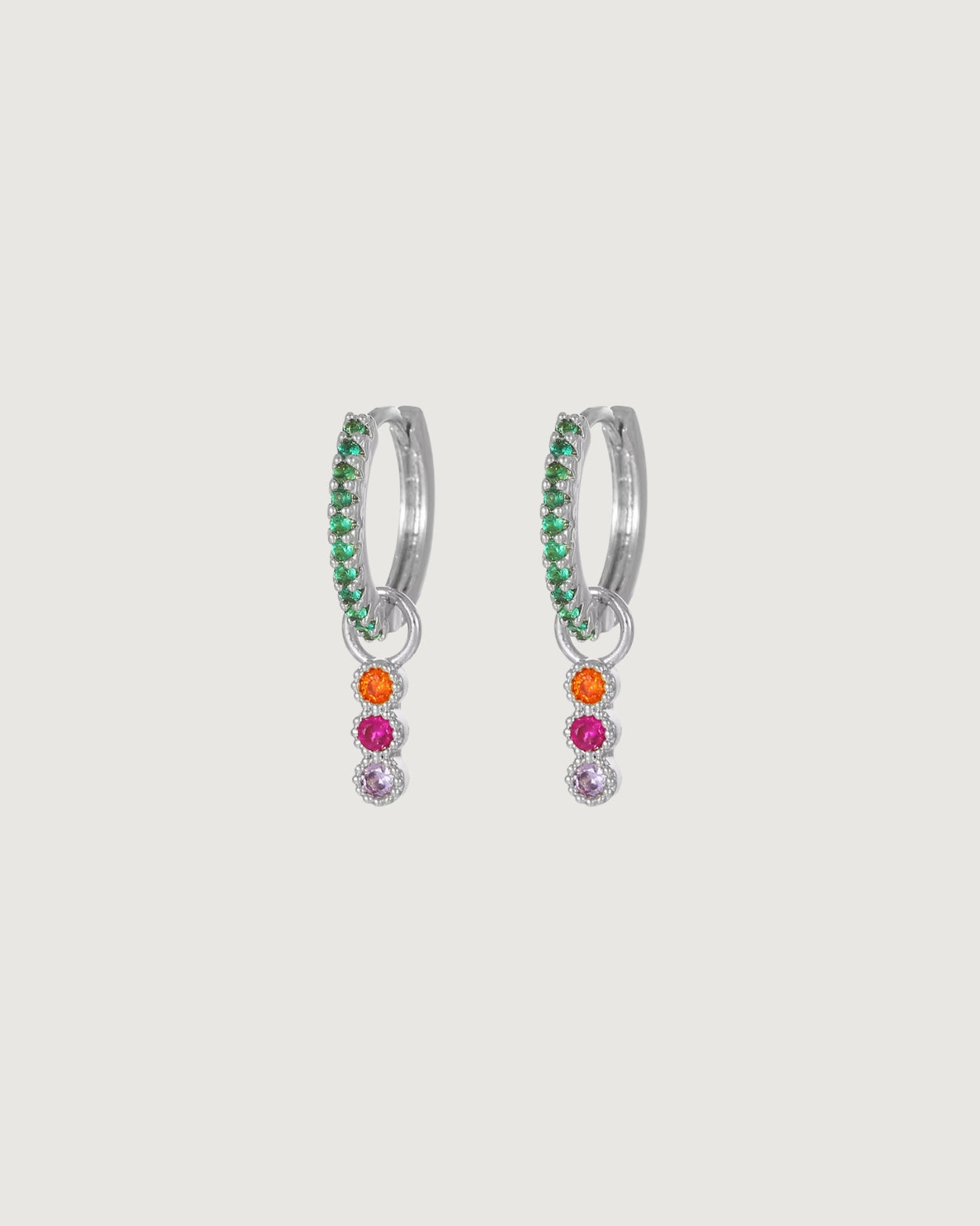BECCA EMERALD HUGGIES DROP EARRINGS SILVER - STUDIO JO STORE  