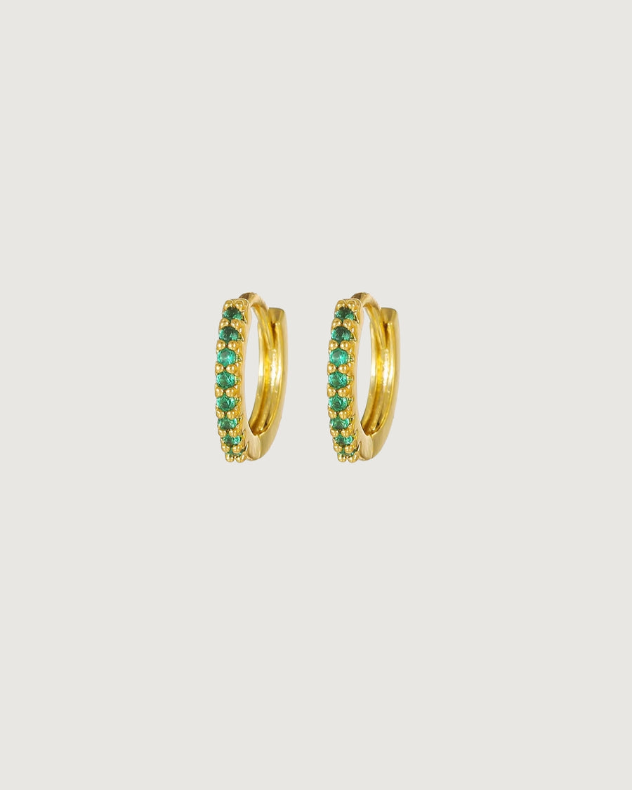MIA HUGGIES EARRINGS EMERALD GREEN GOLD - STUDIO JO STORE  