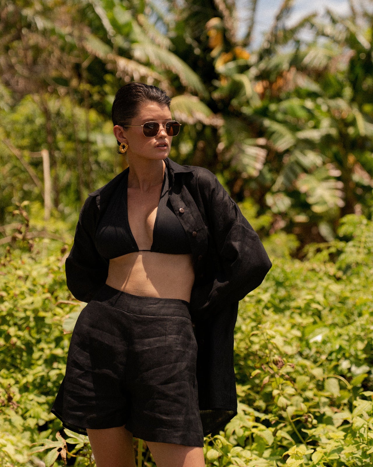 TOVE RELAXED TROUSER SHORTS BLACK