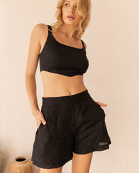 Thumbnail for TOVE RELAXED TROUSER SHORTS BLACK