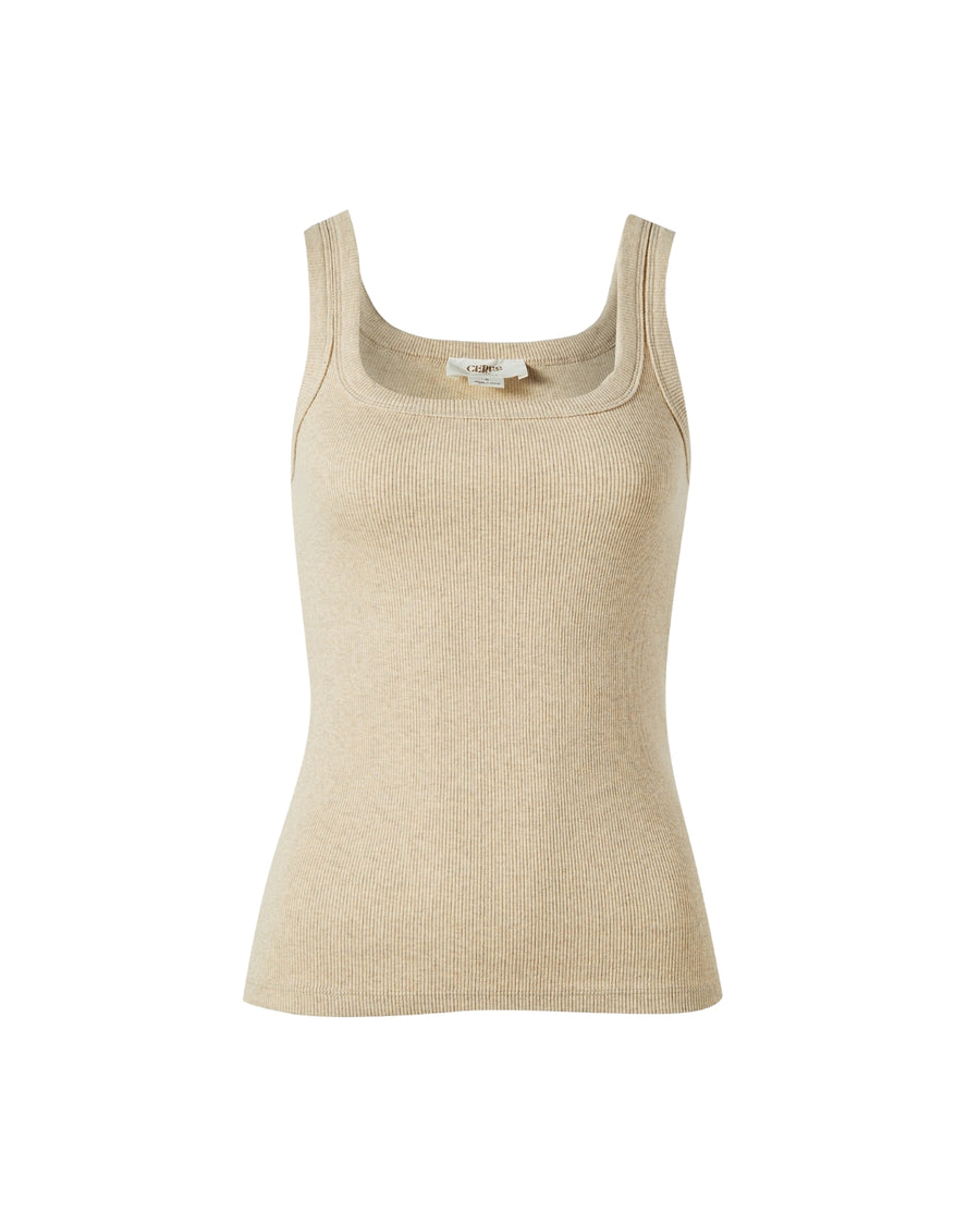 Zaeli Contour Rib Tank Oatmeal Marle - STUDIO JO STORE  