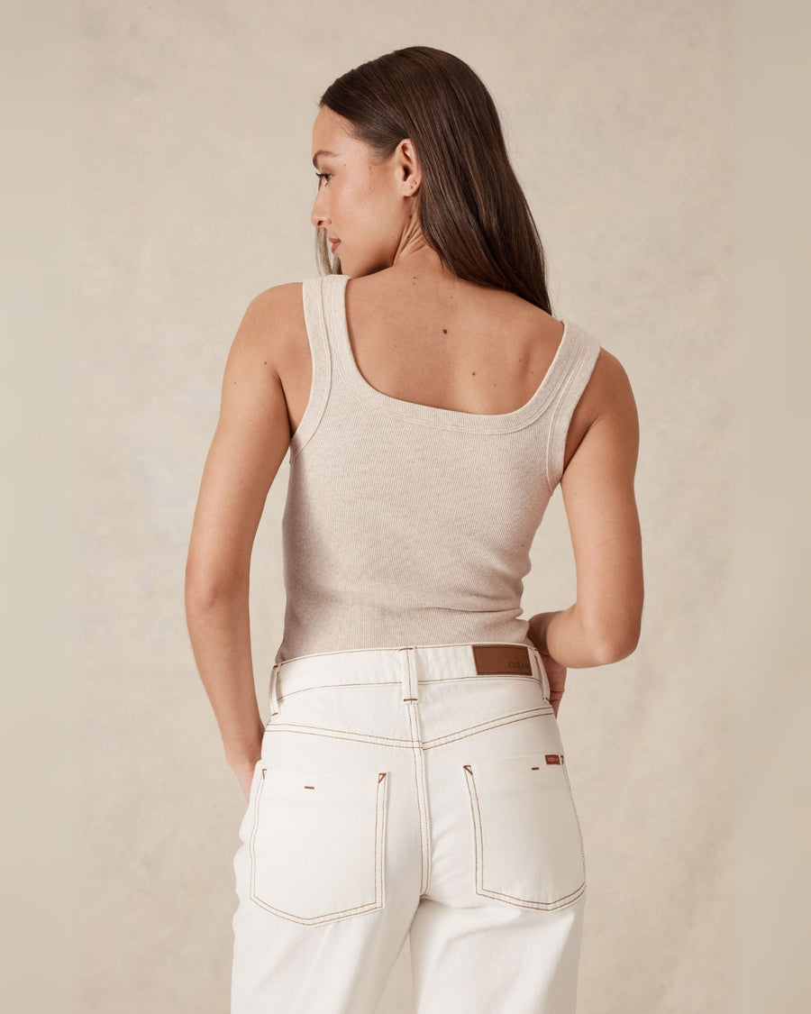 Zaeli Contour Rib Tank Oatmeal Marle - STUDIO JO STORE  