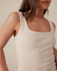 Thumbnail for Zaeli Contour Rib Tank Oatmeal Marle - STUDIO JO STORE  