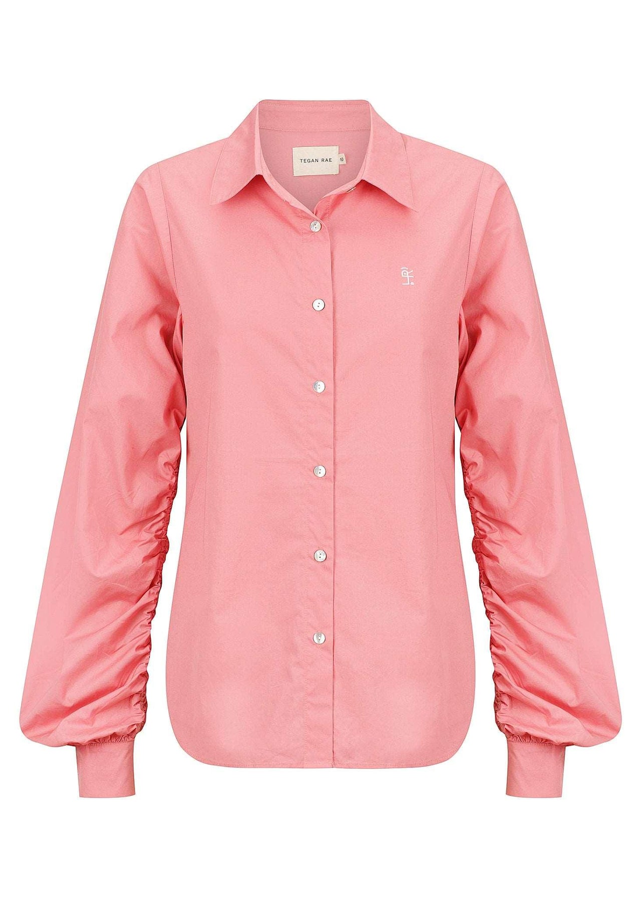 Amalfi Button Up Blouse - Aurora Pink Cotton - STUDIO JO STORE  