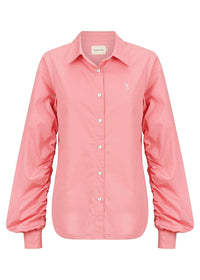 Thumbnail for Amalfi Button Up Blouse - Aurora Pink Cotton - STUDIO JO STORE  