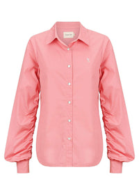 Thumbnail for Amalfi Button Up Blouse - Aurora Pink Cotton