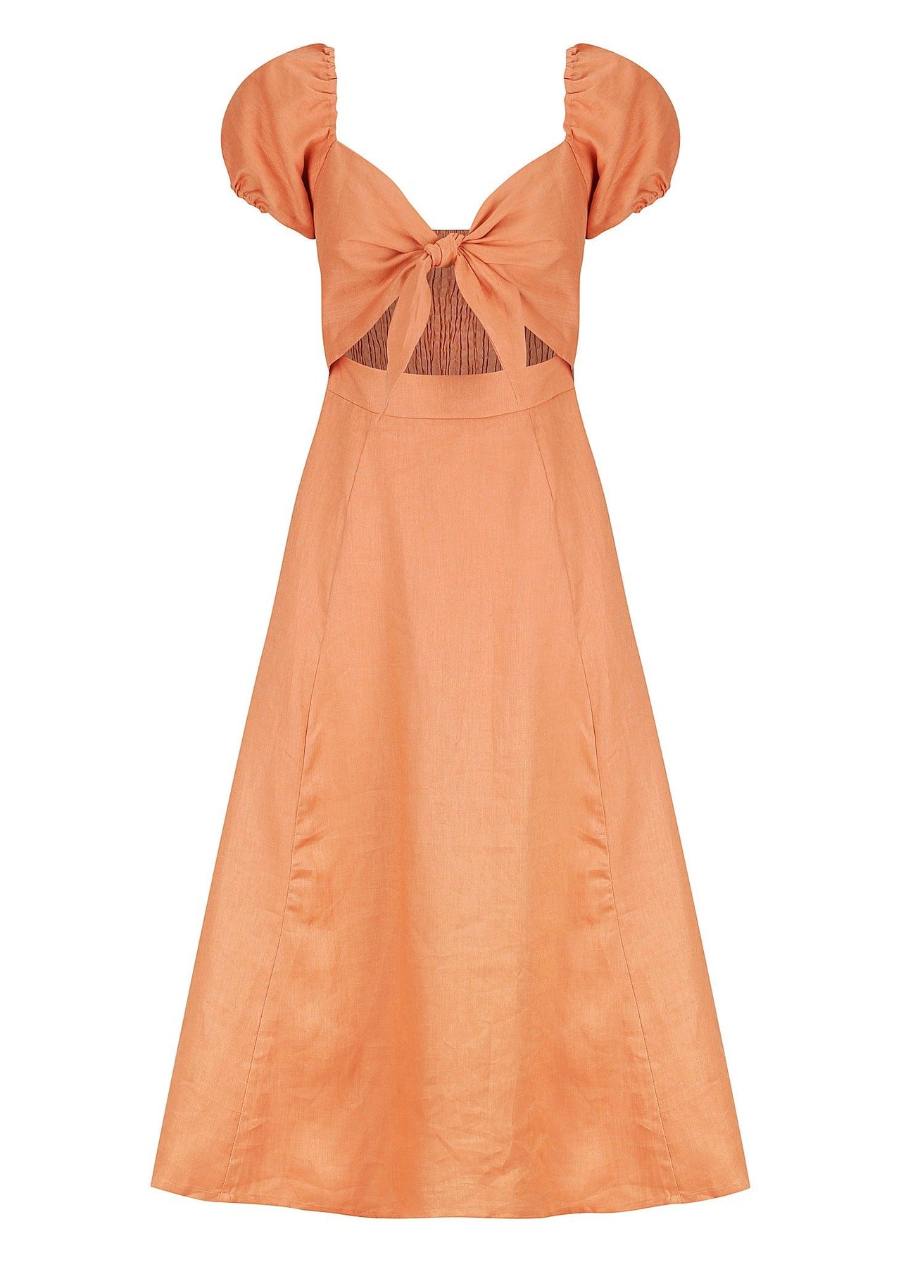 TEGAN RAE - AMERIE LINEN MIDI DRESS CLAY - STUDIO JO STORE  