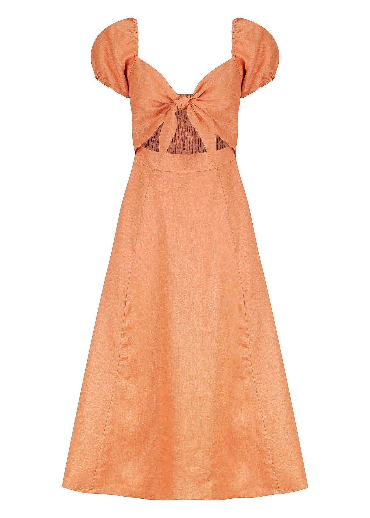Amerie Linen Midi Dress - Burnt Orange - STUDIO JO STORE
