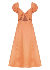 Thumbnail for Amerie Linen Midi Dress - Burnt Orange - STUDIO JO STORE