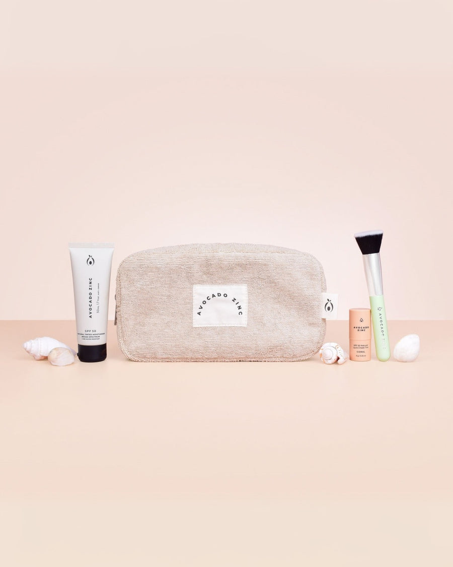 AVOCADO ZINC - TERRY TOWELLING POUCH BEIGE - STUDIO JO STORE  