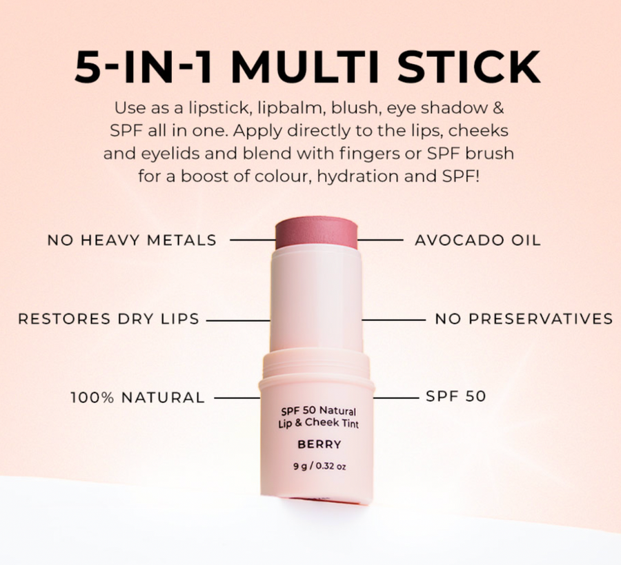 AVOCADO ZINC - SPF 50 NATURAL LIP & CHEEK TINT RED EARTH - STUDIO JO STORE  