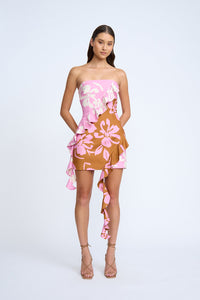 Thumbnail for BY JOHNNY - CADENCE FRILL MINI DRESS - PINK CLAY IVORY - STUDIO JO STORE  