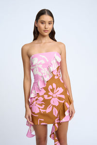 Thumbnail for BY JOHNNY - CADENCE FRILL MINI DRESS - PINK CLAY IVORY - STUDIO JO STORE  