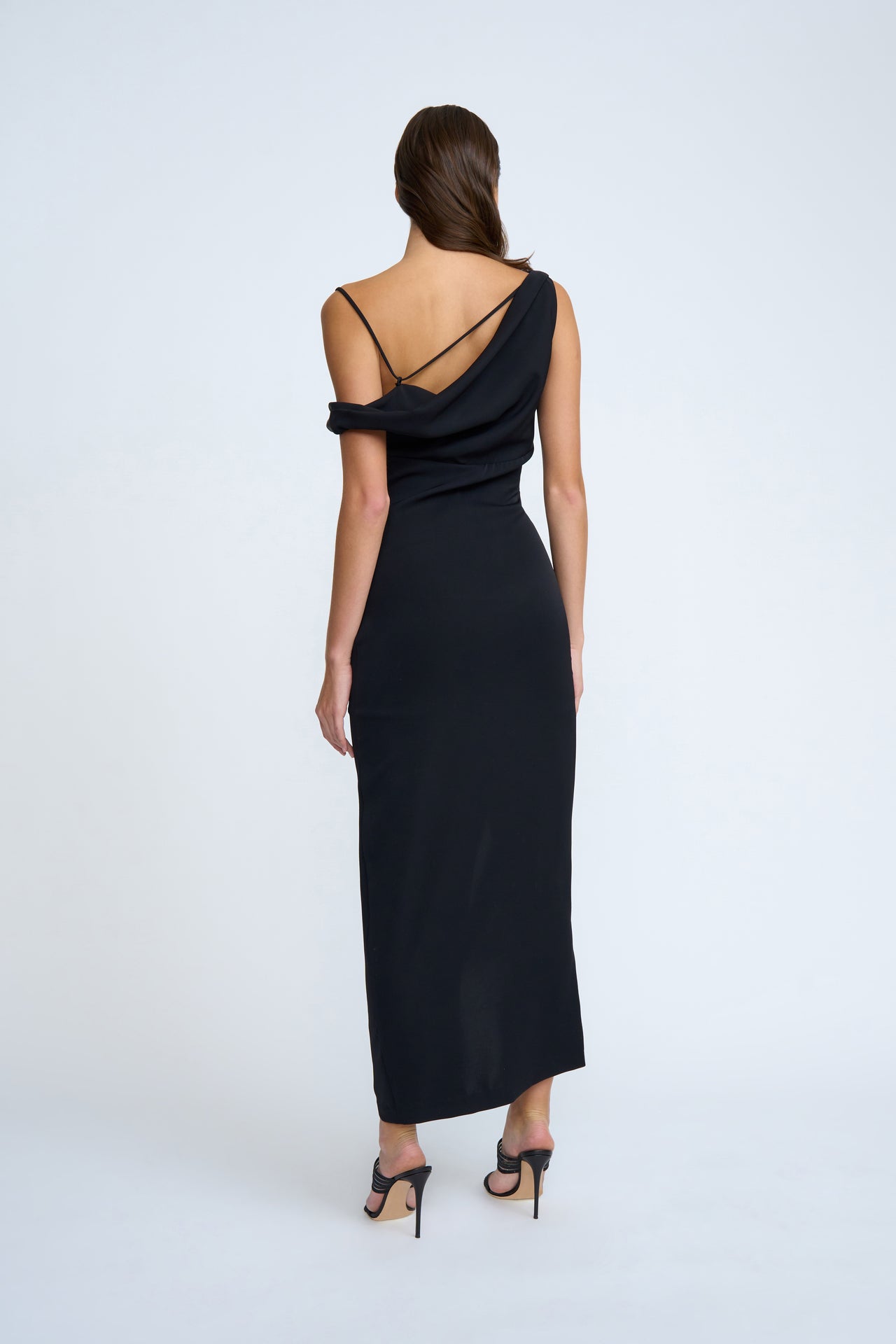 BY JOHNNY - NADEL ASYMMETRIC SPLIT DRESS - BLACK - STUDIO JO STORE  