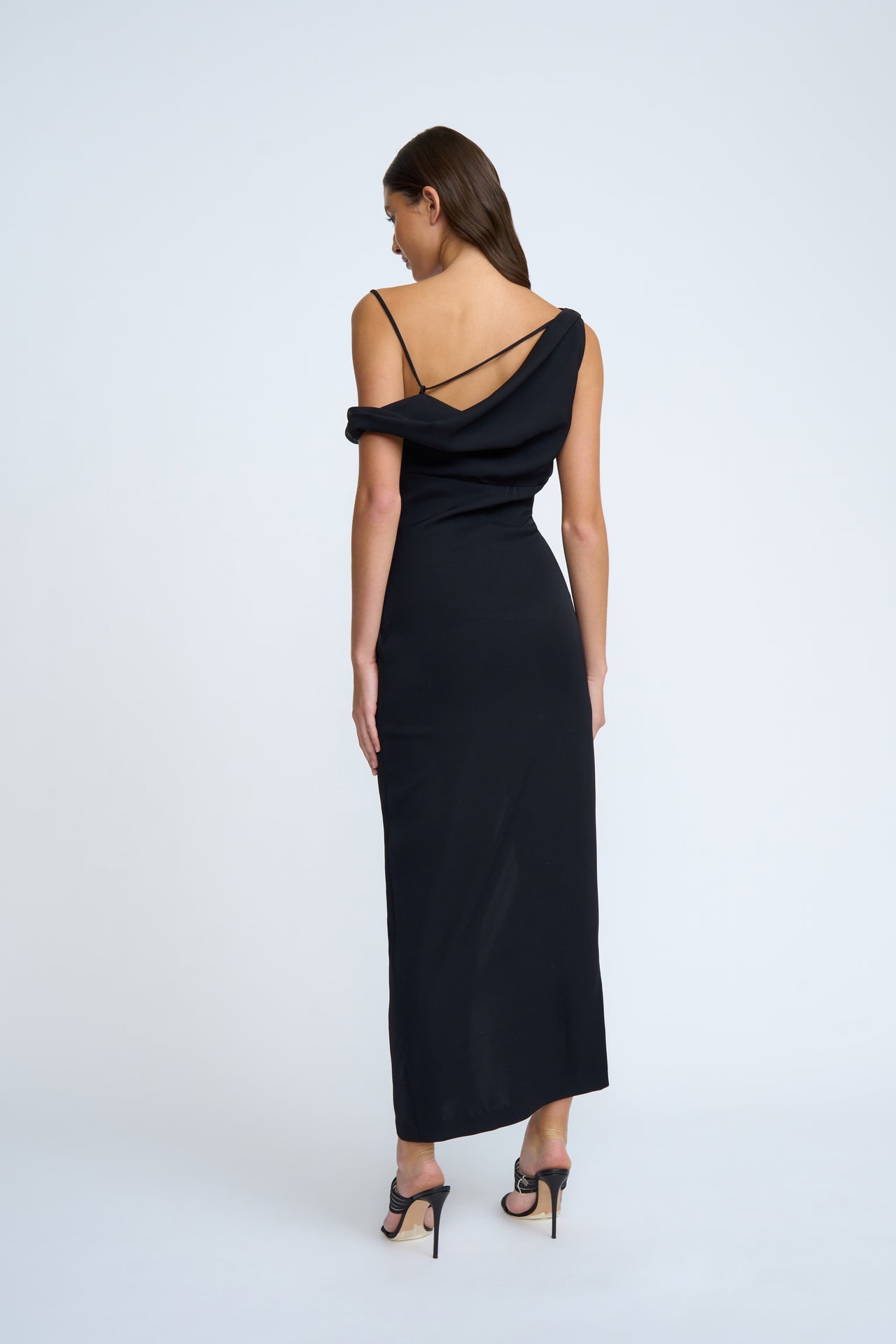 BY JOHNNY - NADEL ASYMMETRIC SPLIT DRESS - BLACK - STUDIO JO STORE  
