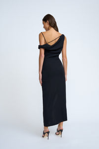 Thumbnail for BY JOHNNY - NADEL ASYMMETRIC SPLIT DRESS - BLACK - STUDIO JO STORE  