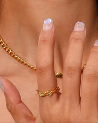 Thumbnail for ORGANIC HAMMERED TIDE CURVE RING 18K GOLD - STUDIO JO STORE  