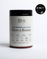 Thumbnail for Etre Health Pty Ltd Glow & Beauty Wild Marine Collagen supplement container with label showing product details and branding.
