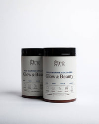 Thumbnail for Etre Health Glow & Beauty Wild Marine Collagen supplement bottle with label and capsules in natural light.