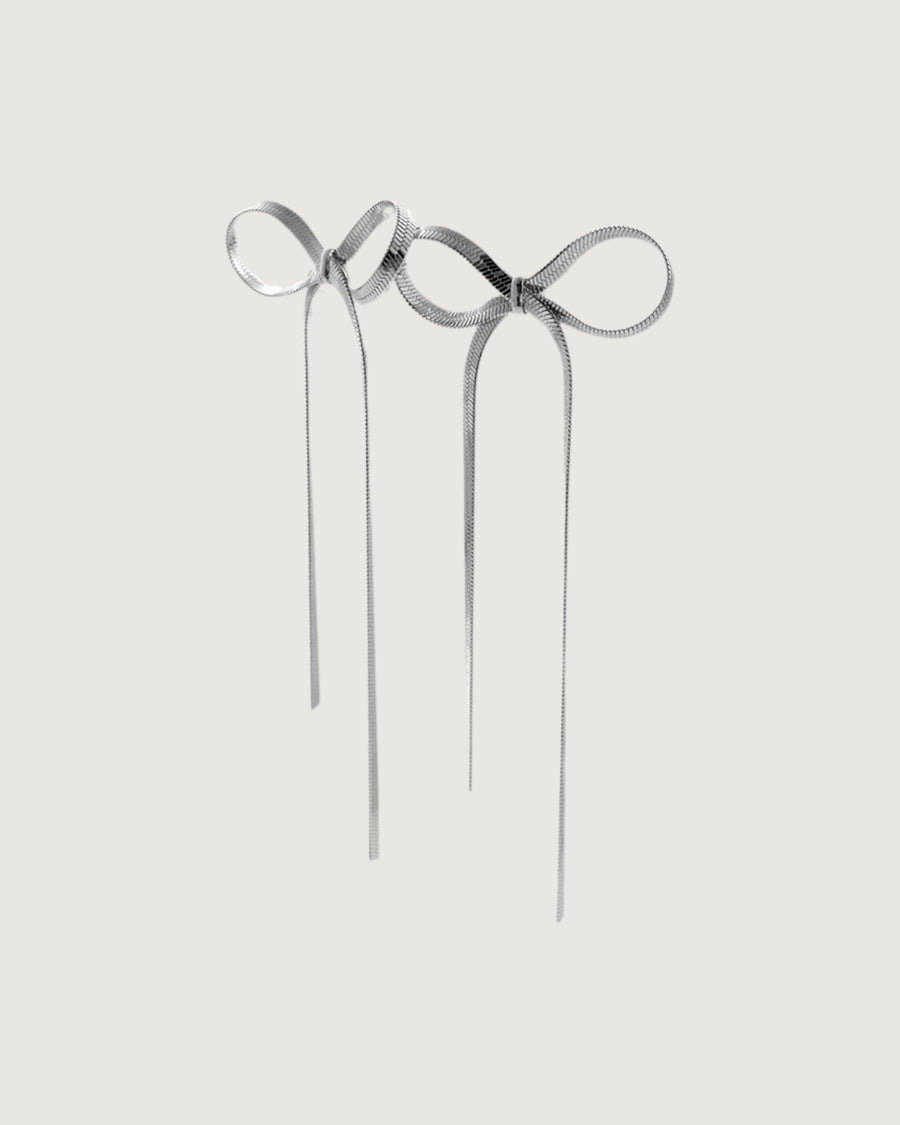Lune Grande Bow Drop Earrings – Silver - STUDIO JO STORE  