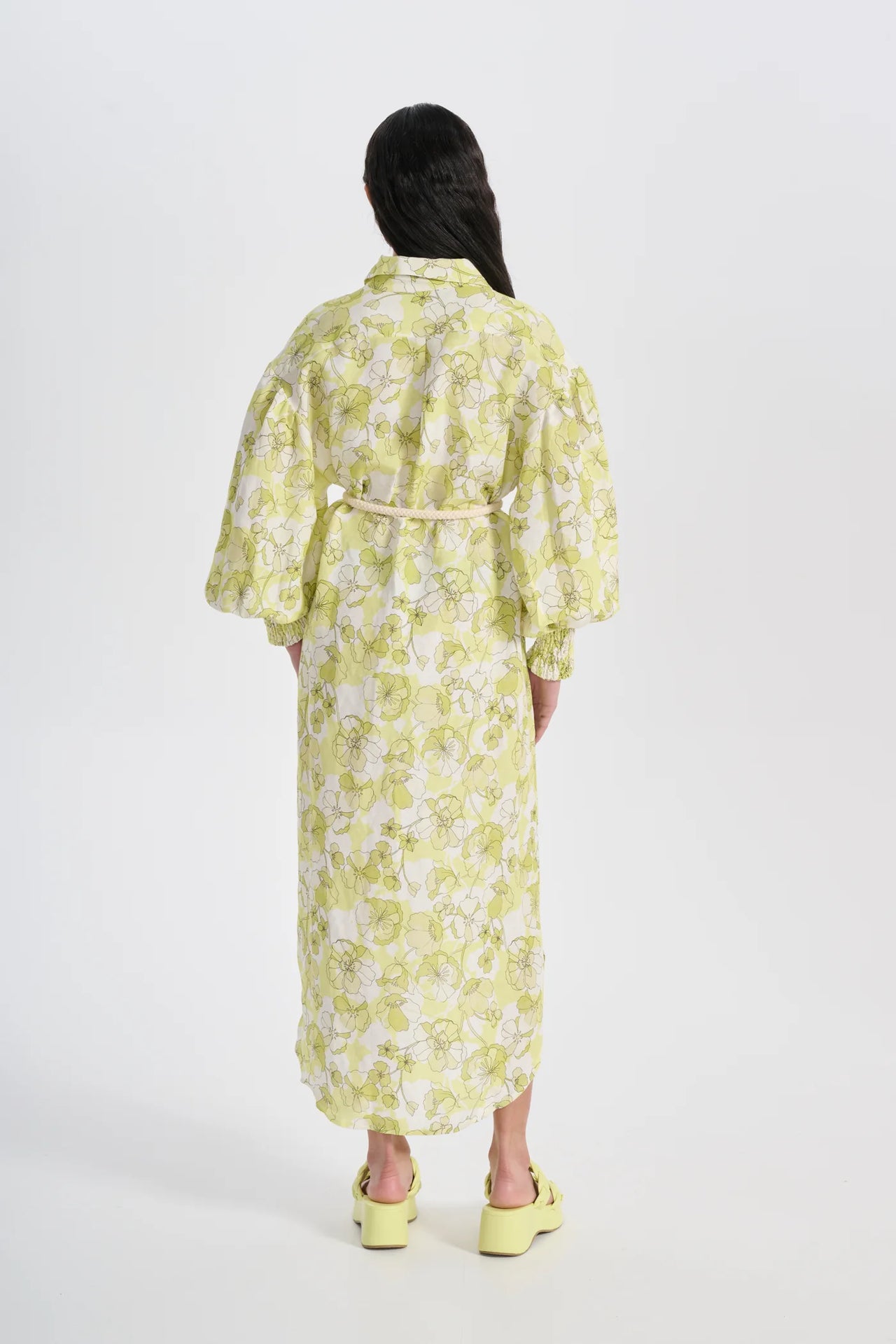 Samira Shirt Dress Neon Green Floral - STUDIO JO STORE