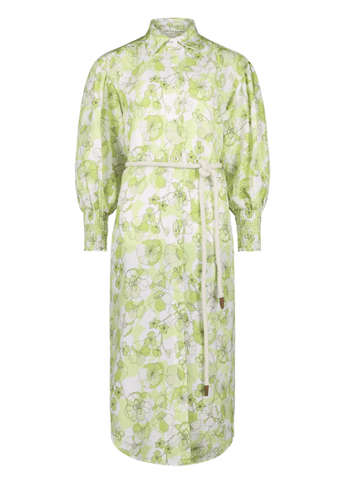 Samira Shirt Dress Neon Green Floral - STUDIO JO STORE