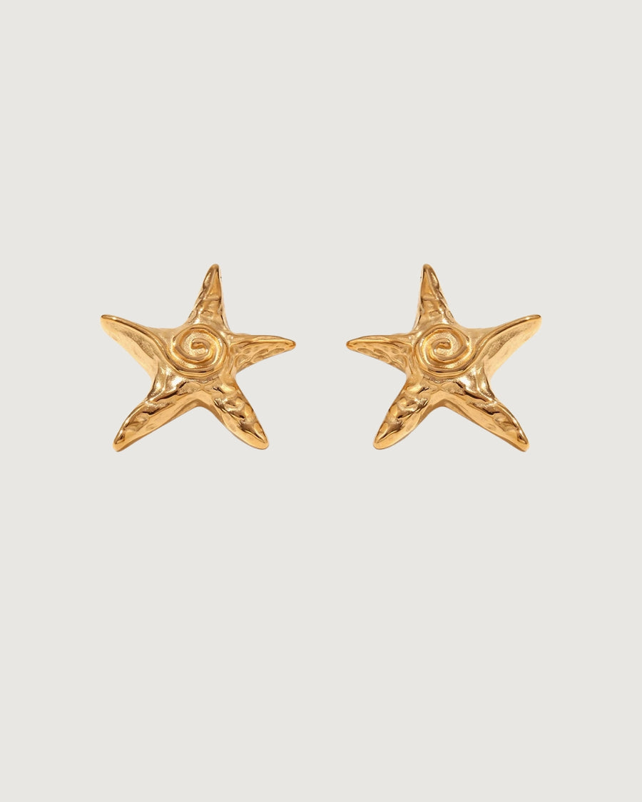 Starfish stud earrings in 18k gold PVD finish, stylish jewelry designed by STUDIO JO STORE