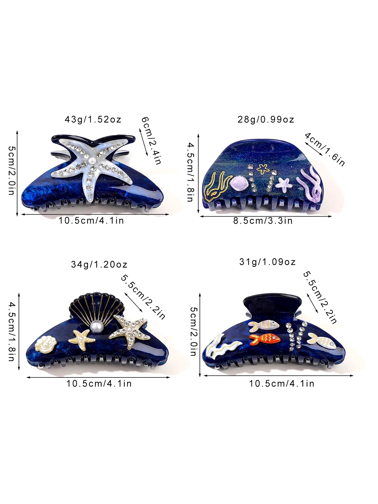 OCEAN INSPIRED ACETATE HAIR CLIPS - STUDIO JO STORE  