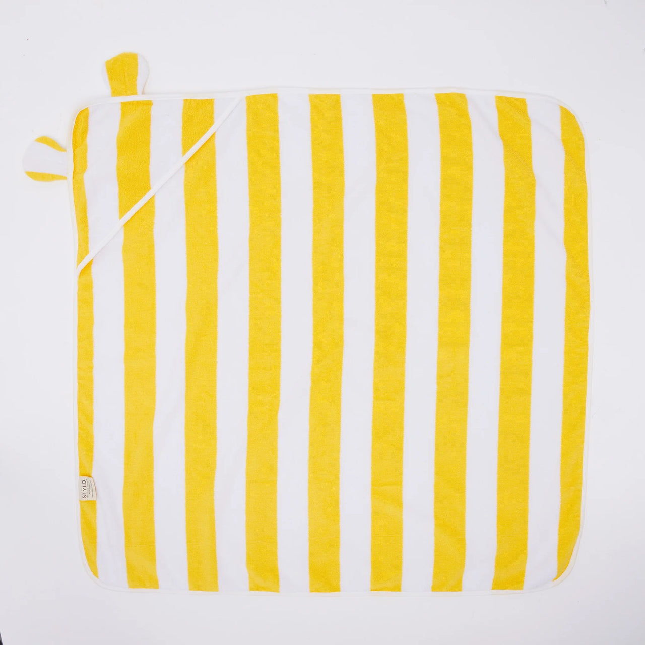 Byron BaBy Hooded Towel – Yellow & White Stripe | Organic Towel by Styld.