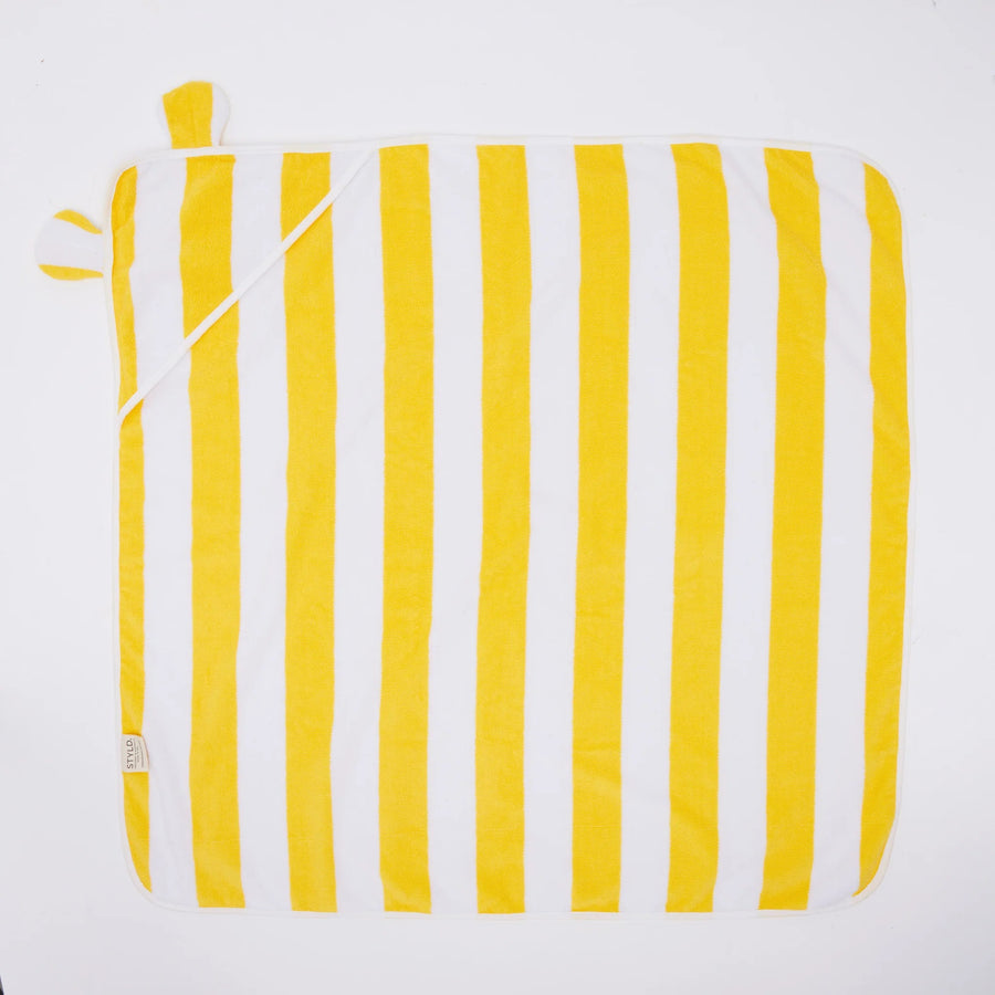 Byron BaBy Hooded Towel – Yellow & White Stripe | Organic Towel by Styld.