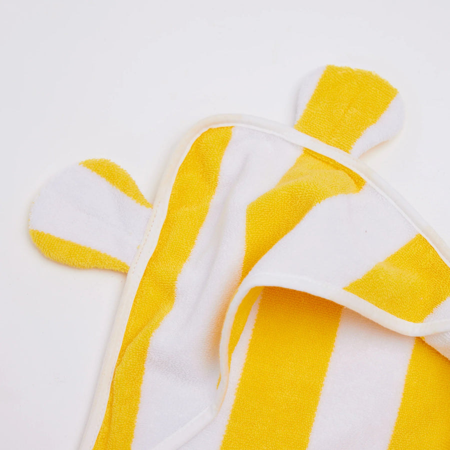 Byron BaBy Hooded Towel – Yellow & White Stripe | Organic Towel by Styld.