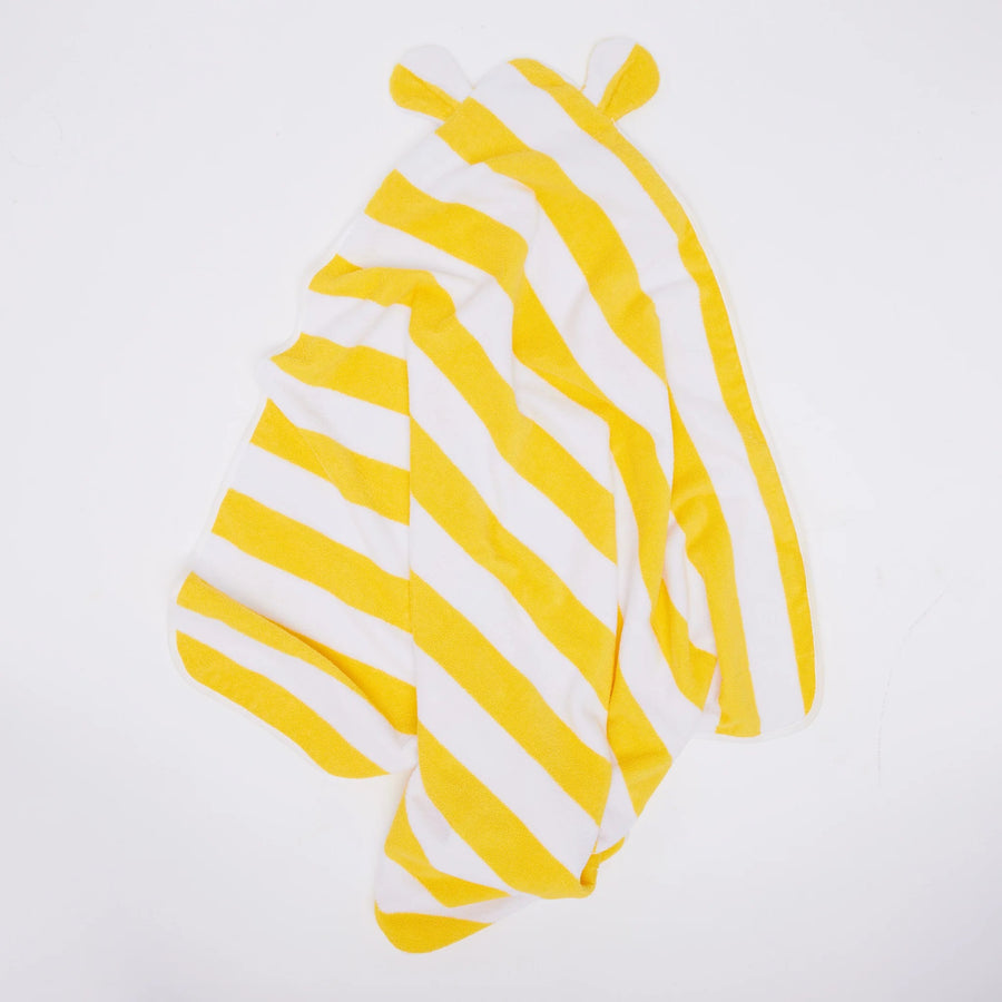 Byron BaBy Hooded Towel – Yellow & White Stripe | Organic Towel by Styld.