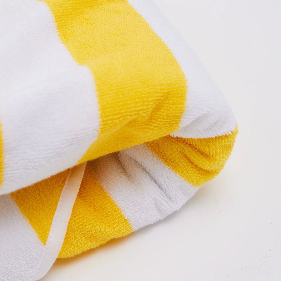 Byron BaBy Hooded Towel – Yellow & White Stripe | Organic Towel by Styld.