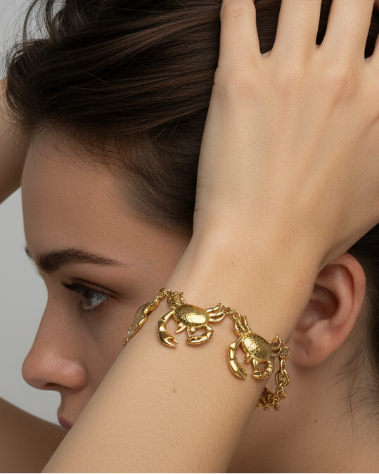 Cancer Crab Charm Bracelet 18k Gold