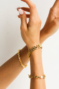 Thumbnail for Gold watch link chain bracelet by Tegan Rae Jewellery, featuring a sleek, interconnected chain design for elegant wear.