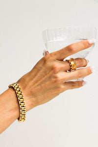 Thumbnail for Gold watch link chain bracelet by TEGAN RAE JEWELLERY, featuring a sleek, polished design with interconnected links.