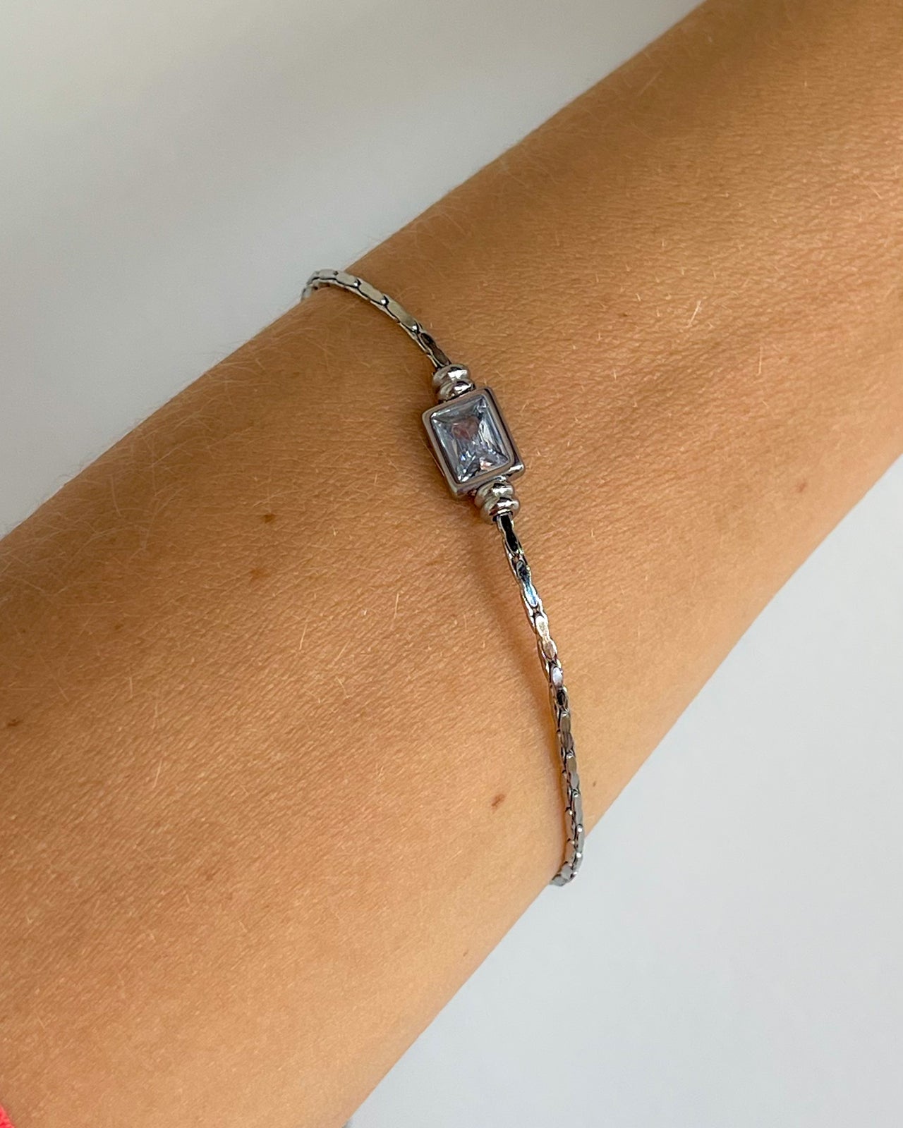 SQUARE DIAMOND PENDANT BRACELET PLATINUM SILVER - STUDIO JO STORE  