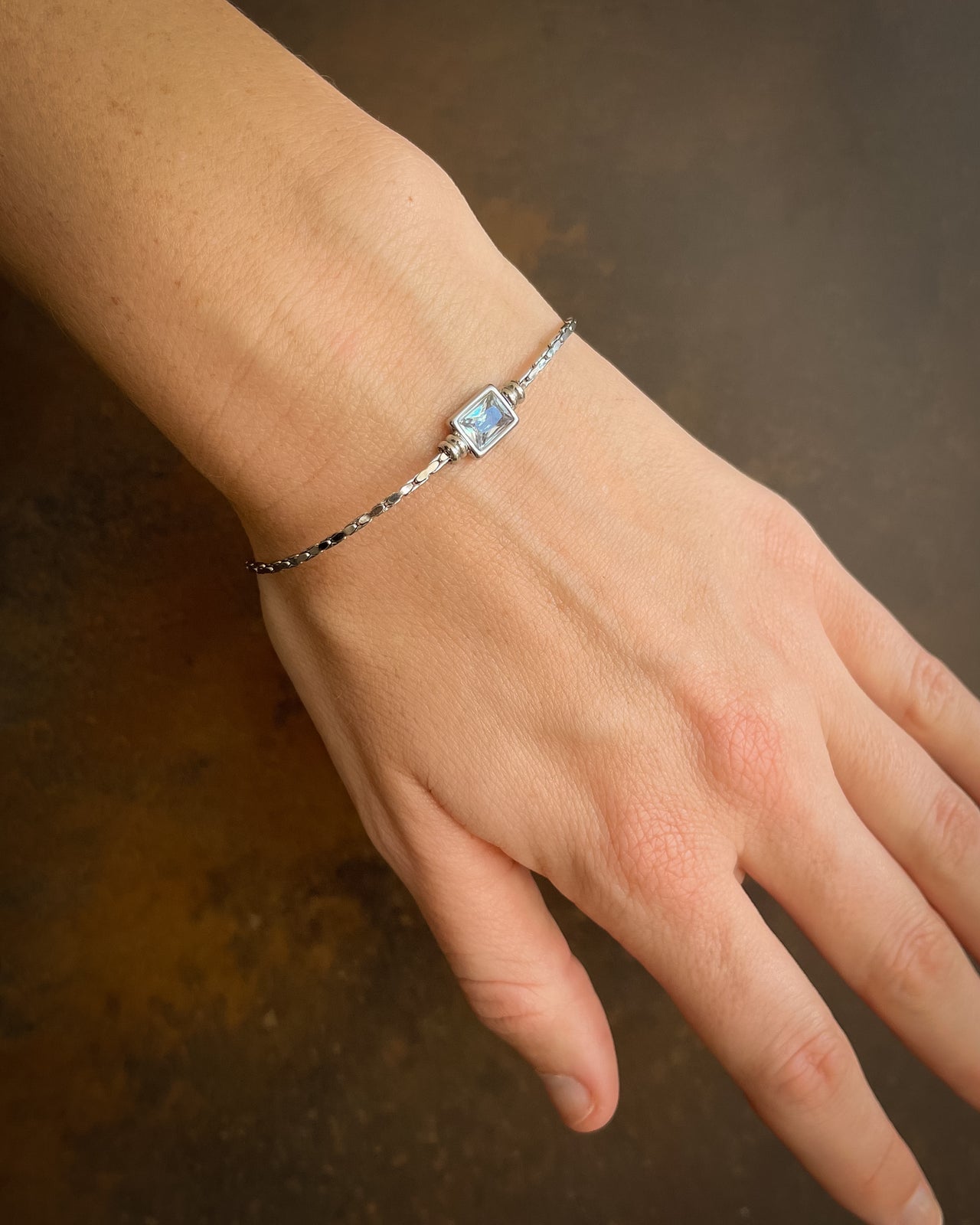 SQUARE DIAMOND PENDANT BRACELET PLATINUM SILVER - STUDIO JO STORE  