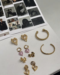 Thumbnail for Pink gold heart drop earrings from Tegan Rae Jewellery featuring blush pink heart-shaped design and elegant dangle style.
