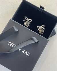 Thumbnail for BOW DROP HEART STUD EARRINGS SILVER - STUDIO JO STORE  