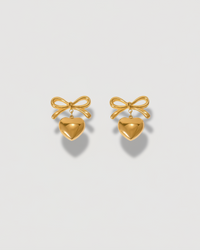 Thumbnail for BOW & HEART CHARM STUD EARRINGS 18K GOLD PVD - STUDIO JO STORE  