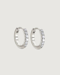 Thumbnail for Crystal Huggie Hoop Earrings – 10mm Platinum Silver